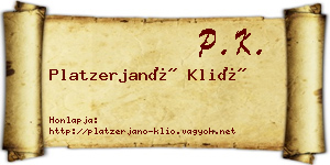 Platzerjanó Klió névjegykártya